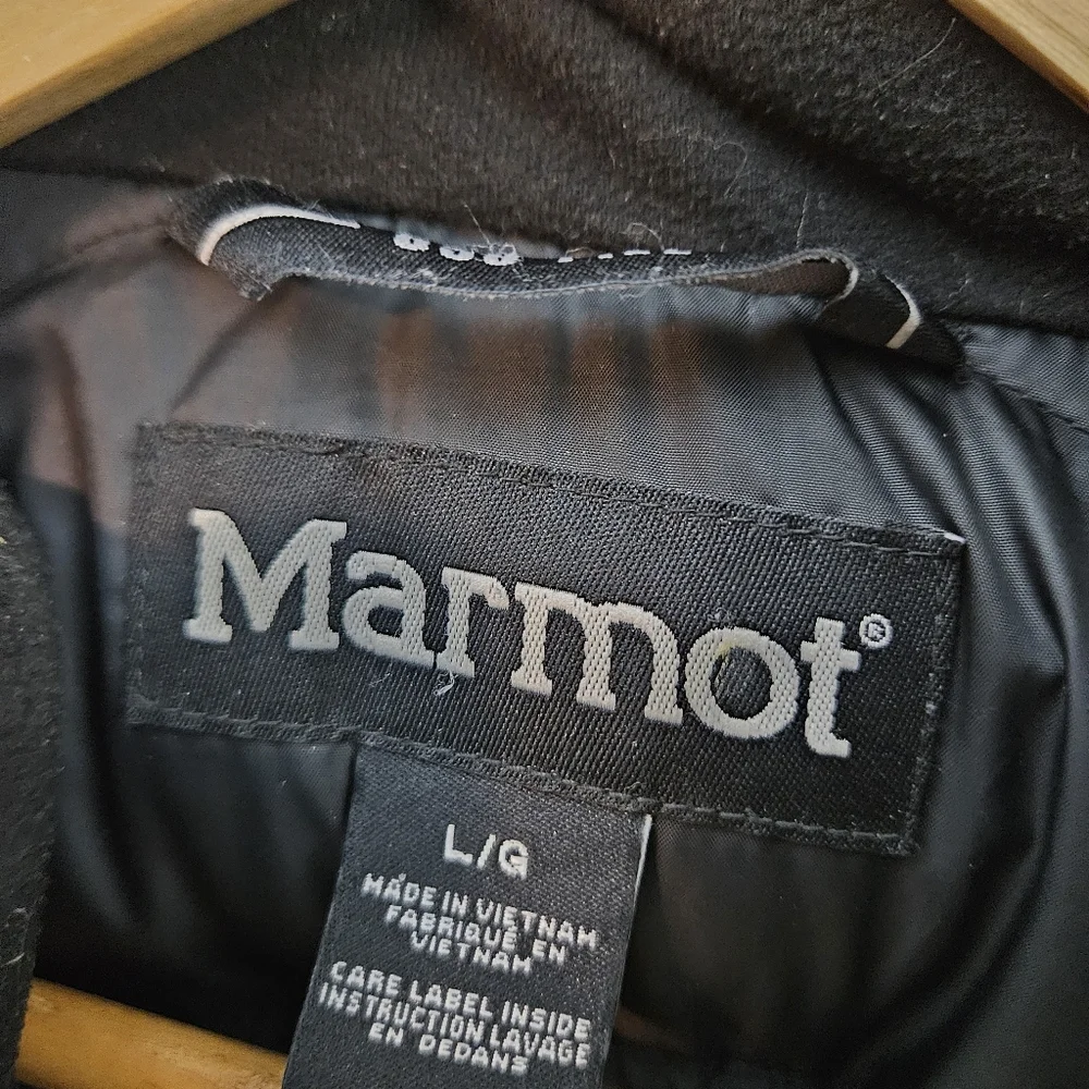 Marmot 650-fill Men's Down Puffer Jacket Black Zip Front Ski Large L